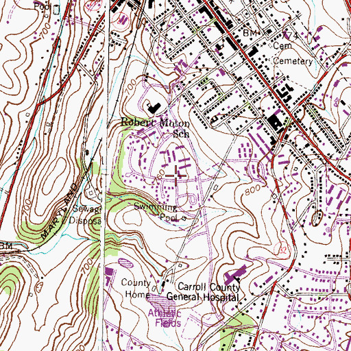 Topographic Map of Middle Brooke, MD