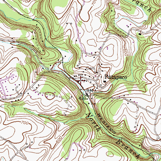 Topographic Map of Patapsco Post Office, MD