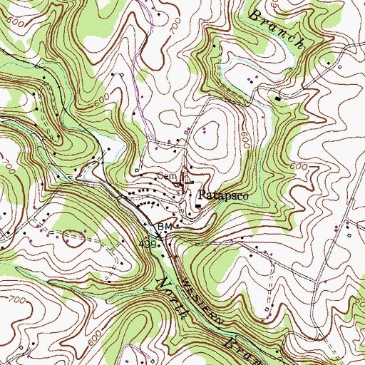 Topographic Map of Patapsco United Methodist Church, MD