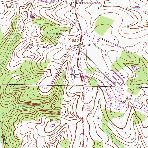 Topographic Map of Peach Brandy Village, MD