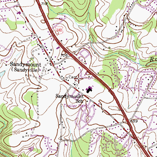 Topographic Map of Pleasant Grove Cemetery, MD