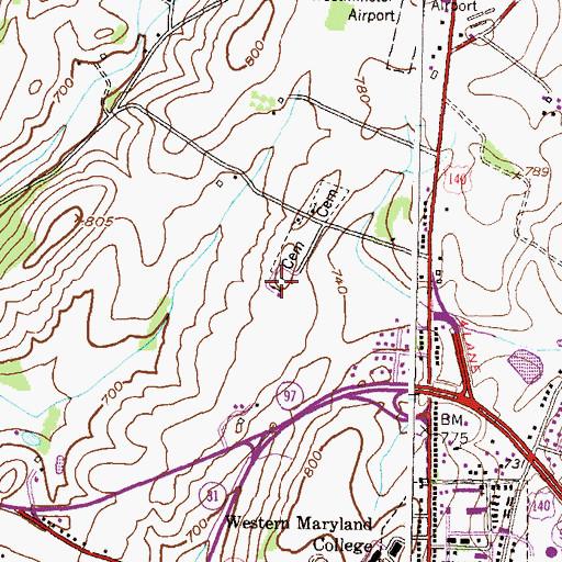 Topographic Map of Saint Benjamins Lutheran Church, MD