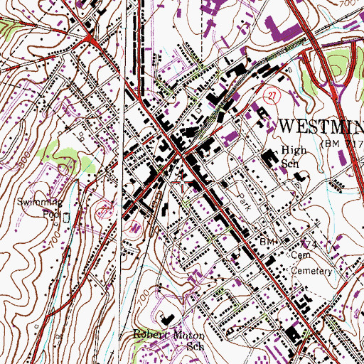 Topographic Map of Saint Johns Cemetery, MD
