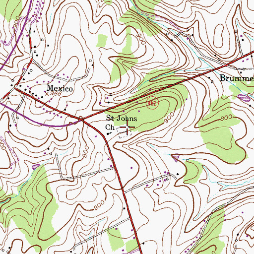Topographic Map of Saint Johns Cemetery, MD