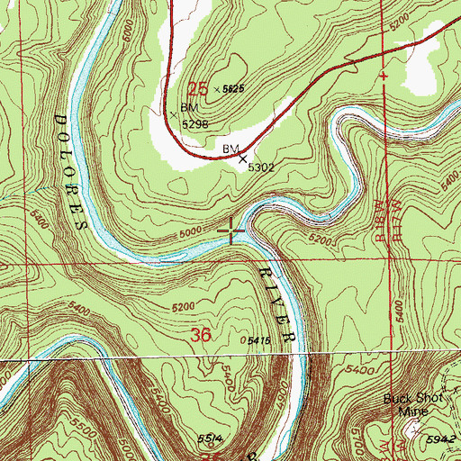 Topographic Map of San Miguel River, CO