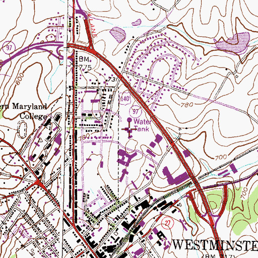 Topographic Map of Saint John Catholic School, MD
