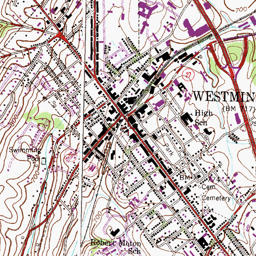 Topographic Map of Saint Johns Roman Catholic Church, MD