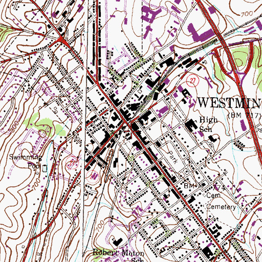 Topographic Map of Saint Johns School, MD