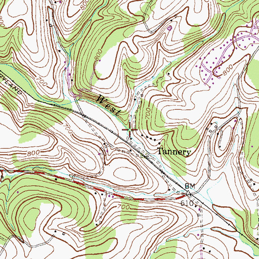 Topographic Map of Shambergers Mill (historical), MD