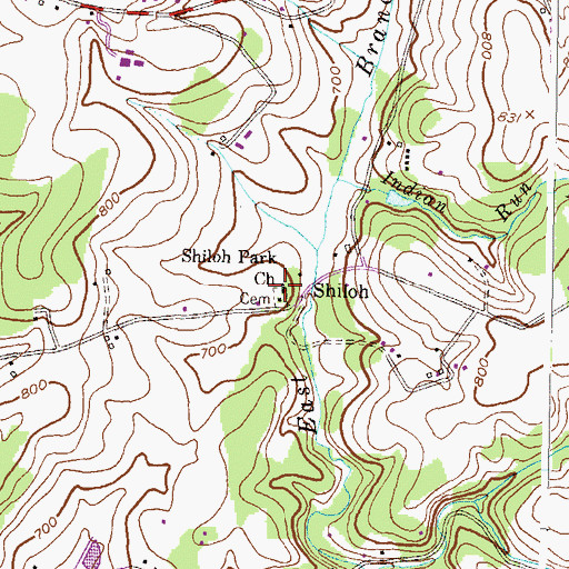 Topographic Map of Shiloh Cemetery, MD