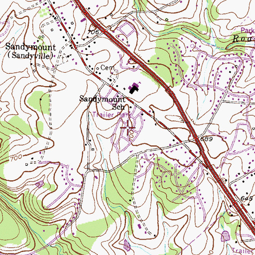 Topographic Map of Sullivans Trailer Park, MD