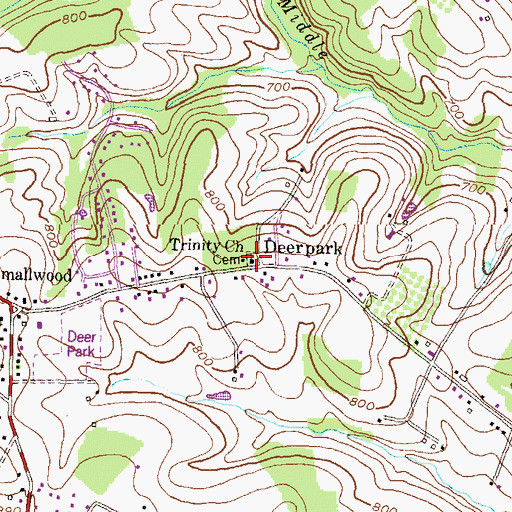 Topographic Map of Trinity Cemetery, MD