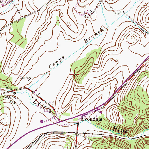 Topographic Map of Wakefield Valley, MD