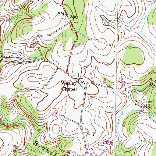 Topographic Map of Wesley Cemetery, MD