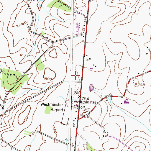 Topographic Map of Westminster Air Business Center, MD