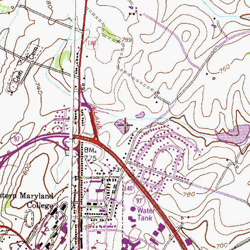 Topographic Map of Westminster Community Pond, MD