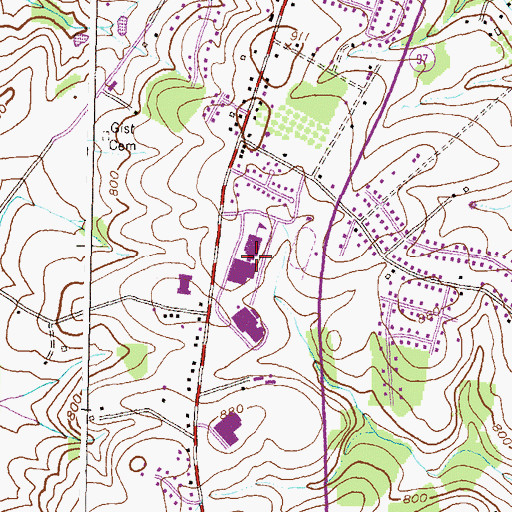 Topographic Map of Westminster High School, MD