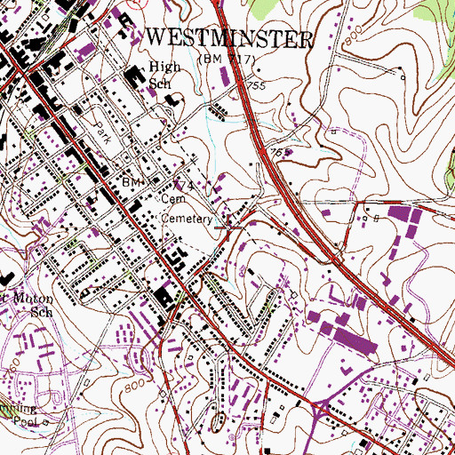 Topographic Map of Westminster Union Church (historical), MD