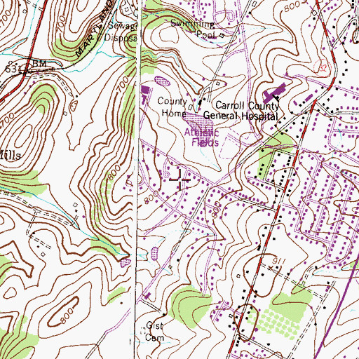 Topographic Map of Winchester Park, MD
