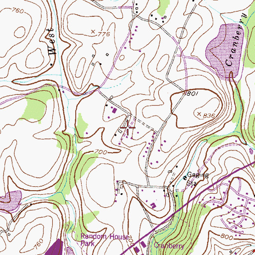 Topographic Map of Windy Hill Farms, MD