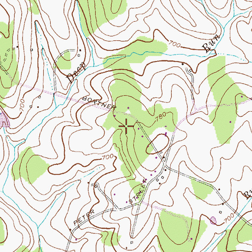 Topographic Map of Blue Grass Manor, MD