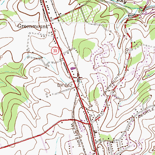 Topographic Map of Hampstead Memorial Park, MD