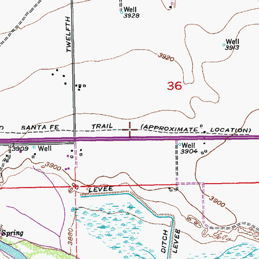 Topographic Map of Old Santa Fe Trail, CO