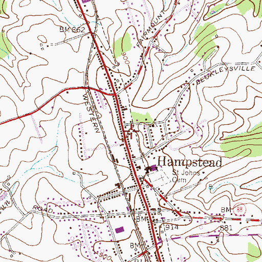 Topographic Map of Saint Mark Lutheran Church, MD