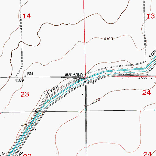Topographic Map of Fort Lyon Storage Canal, CO