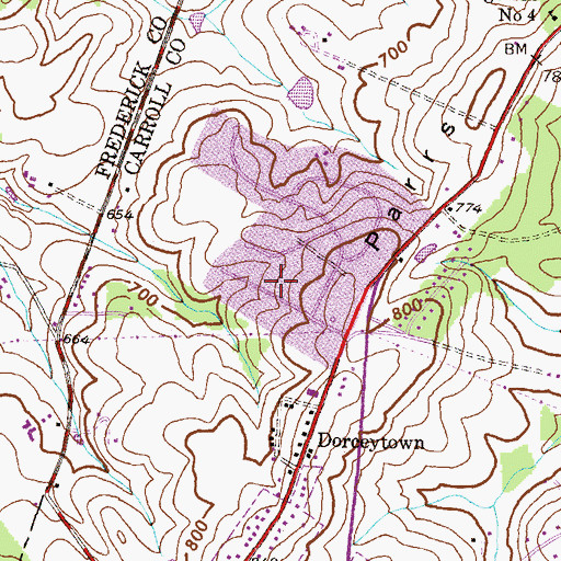 Topographic Map of Candice Estates, MD