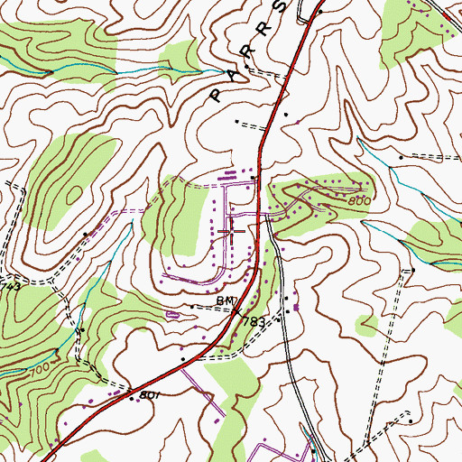 Topographic Map of Carroll Woods Estates, MD