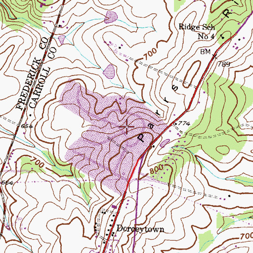 Topographic Map of Christy Acres, MD