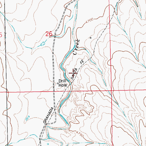 Topographic Map of Granada - Fort Union Route of Santa Fe National Historic Trail, CO