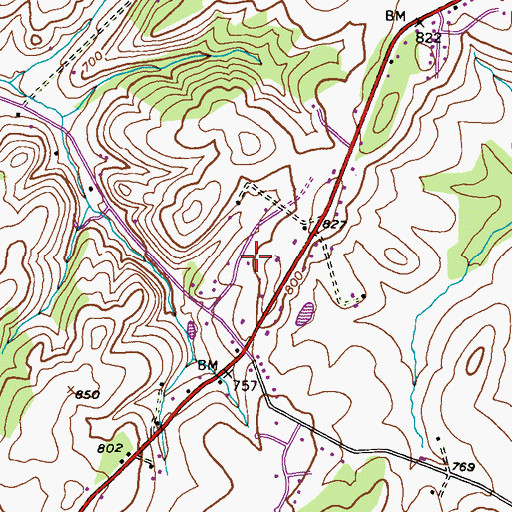 Topographic Map of Dulany Hills, MD