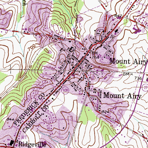 Topographic Map of Mount Airy Methodist Church, MD