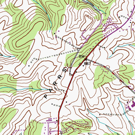 Topographic Map of Mountain Vista, MD