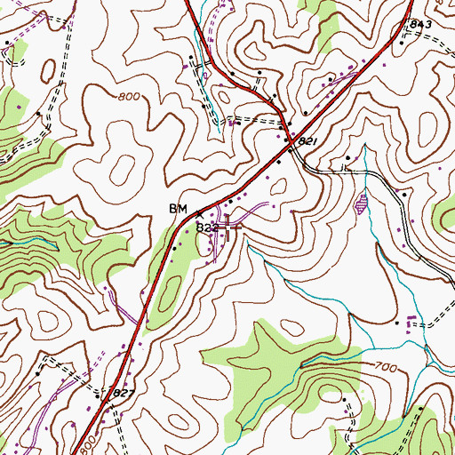 Topographic Map of Poignant Acres, MD