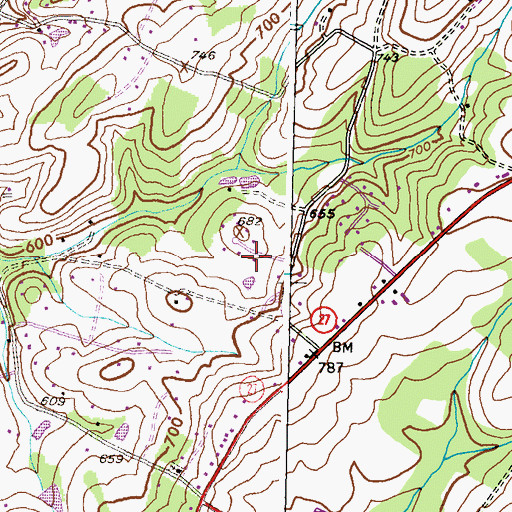 Topographic Map of Ridgely Estates, MD