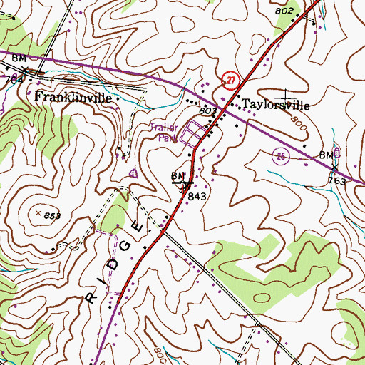 Topographic Map of Taylorsville Cemetery, MD