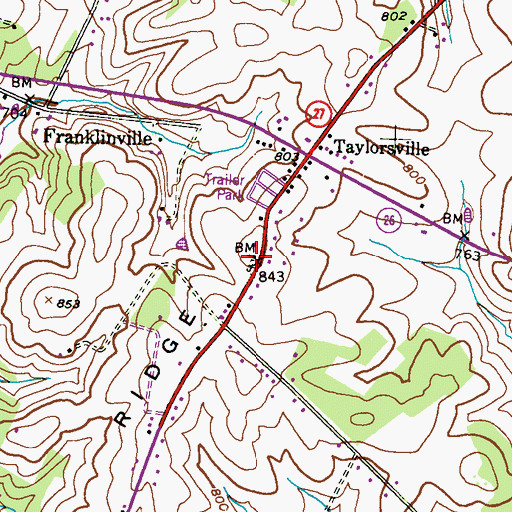 Topographic Map of Taylorsville United Methodist Church, MD