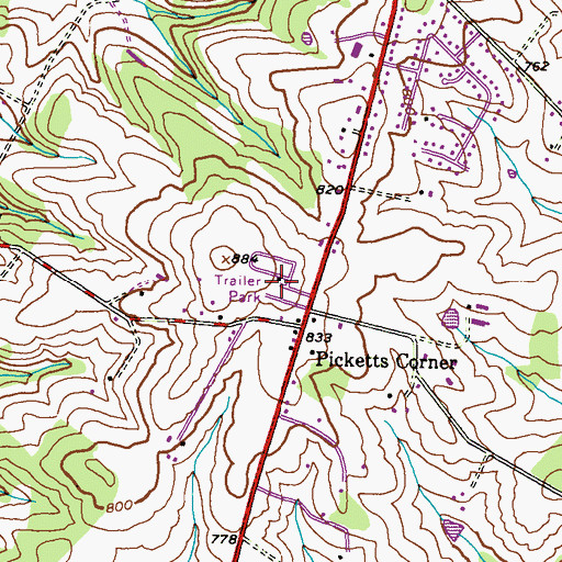 Topographic Map of Ashley Mobile Home Park, MD