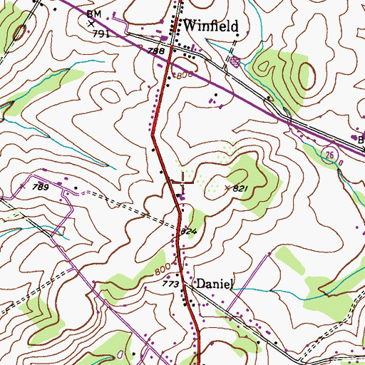 Topographic Map of Ebenezer United Methodist Cemetery, MD
