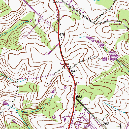 Topographic Map of Pleasant Ridge Cemetery, MD