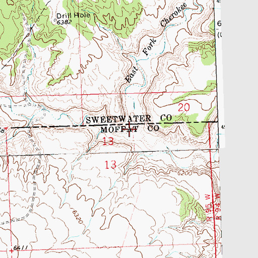 Topographic Map of West Fork Cherokee Creek, WY