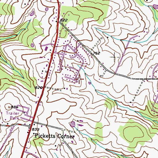 Topographic Map of Woodbine Acres, MD