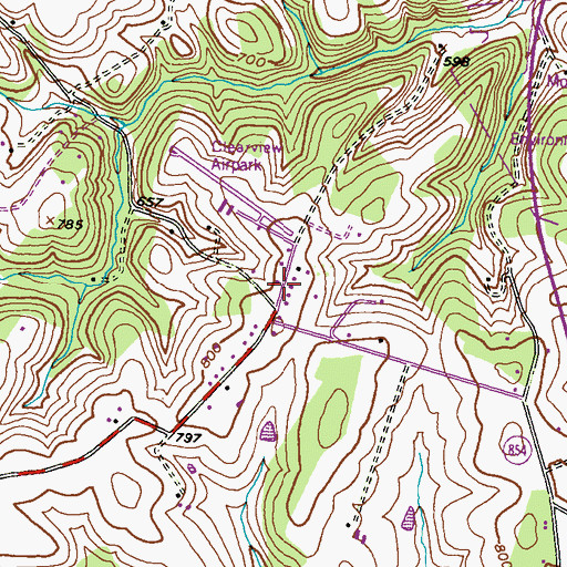 Topographic Map of Airport Acres, MD