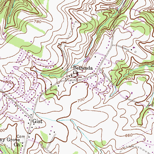 Topographic Map of Bethesda United Methodist Cemetery, MD