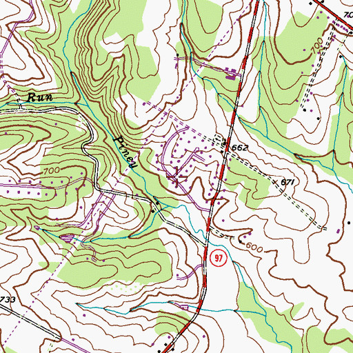 Topographic Map of Buckhorn Run, MD