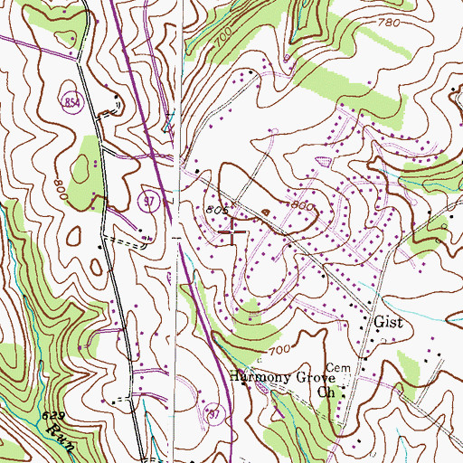 Topographic Map of Carroll Park, MD
