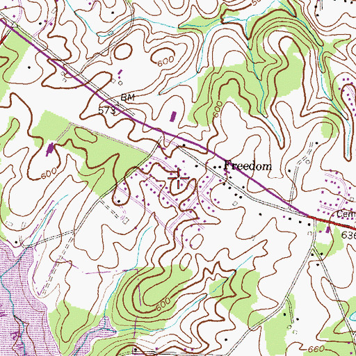 Topographic Map of Emerald Valley, MD